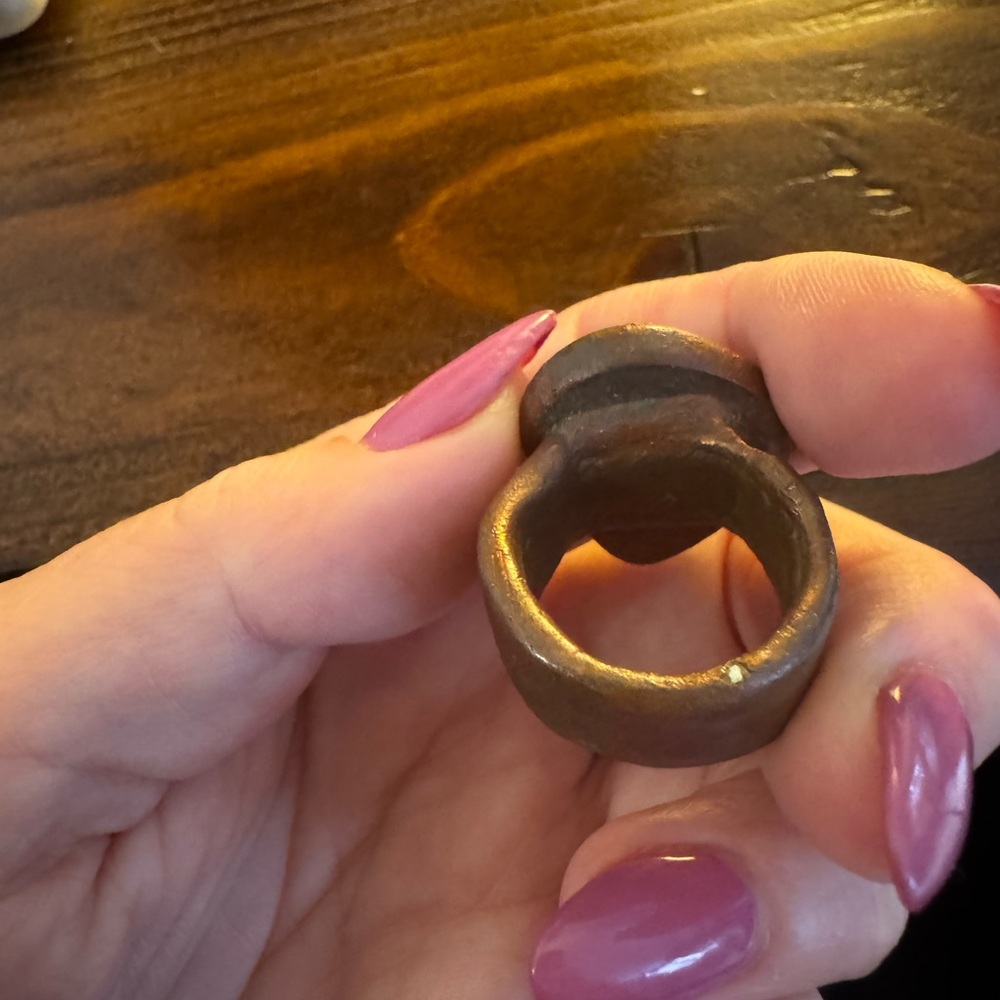 Handcrafted Copper & Natural Stone Statement Ring – Size 8 – Artisan Wide Band - Picture 3 of 6